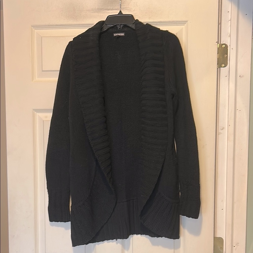 Express Black Shawl-Collar Open Front Cardigan Size Small